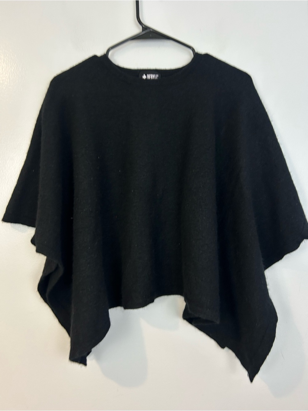Beryll Black Oversized 100% Cashmere Poncho Sweater Black One Size